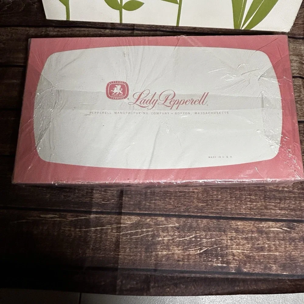 Vtg Lady Pepperell Fine Muslin Full Sheet Set Blue Floral Rose MCM 1950s NOS Box